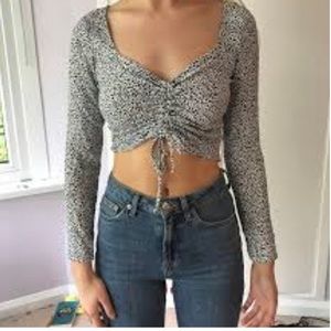 Better me salt & pepper long sleeve runched crop top